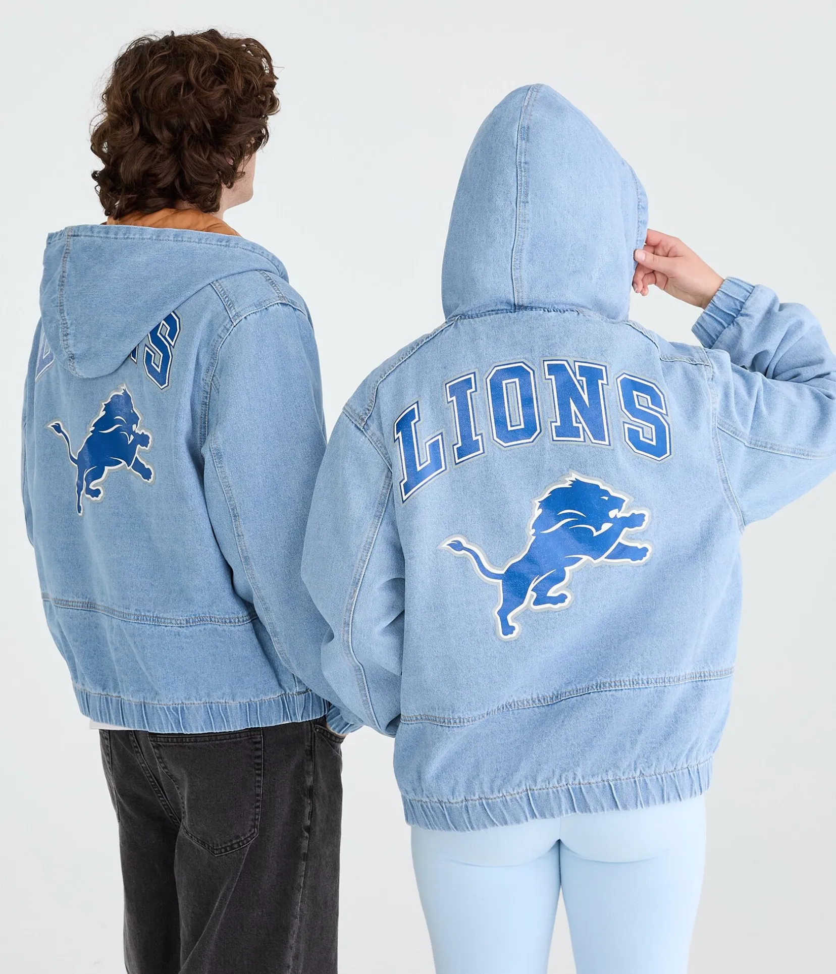 Detroit Lions Full-Zip Hooded Denim Jacket