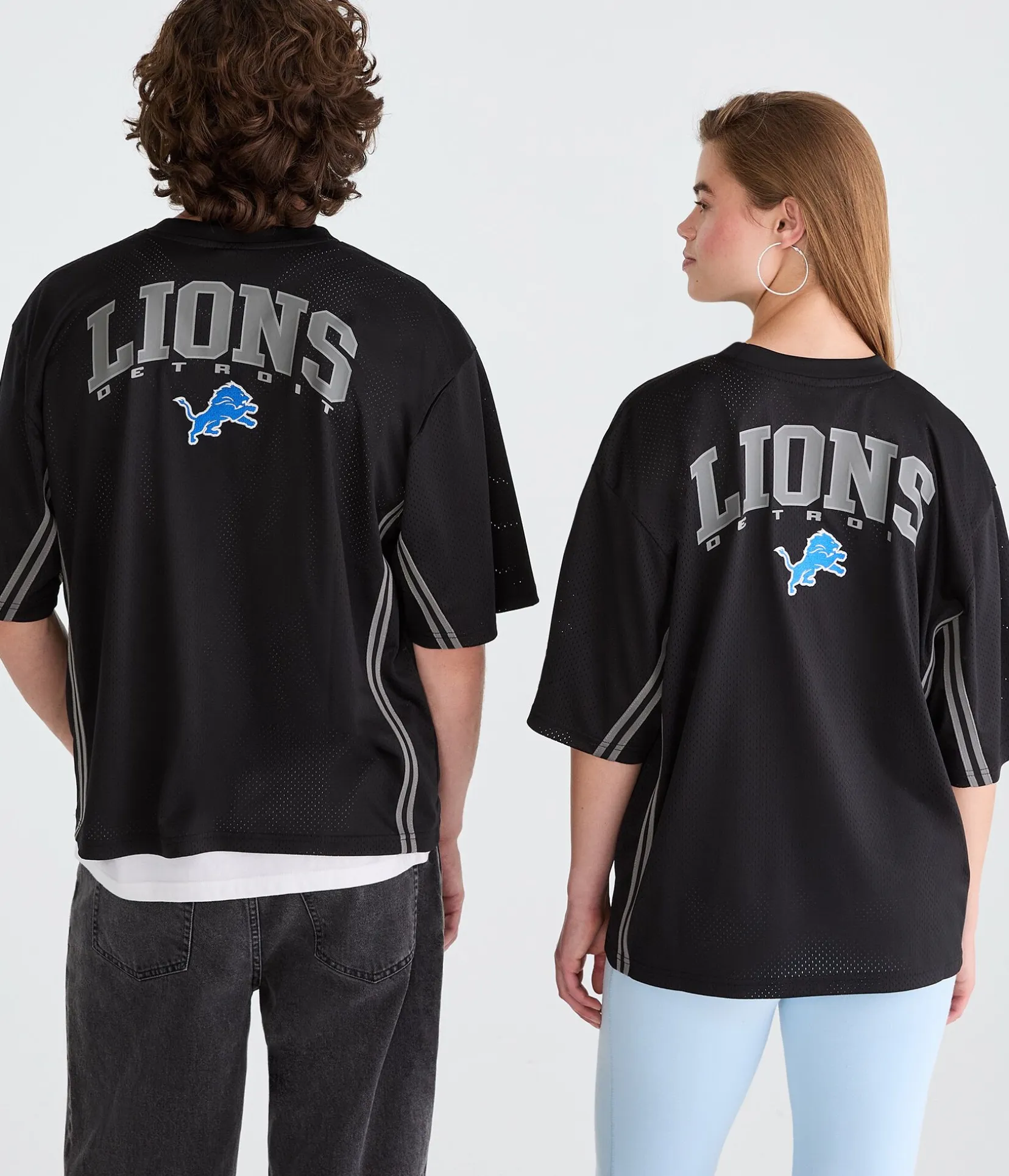 Detroit Lions Striped Mesh Top