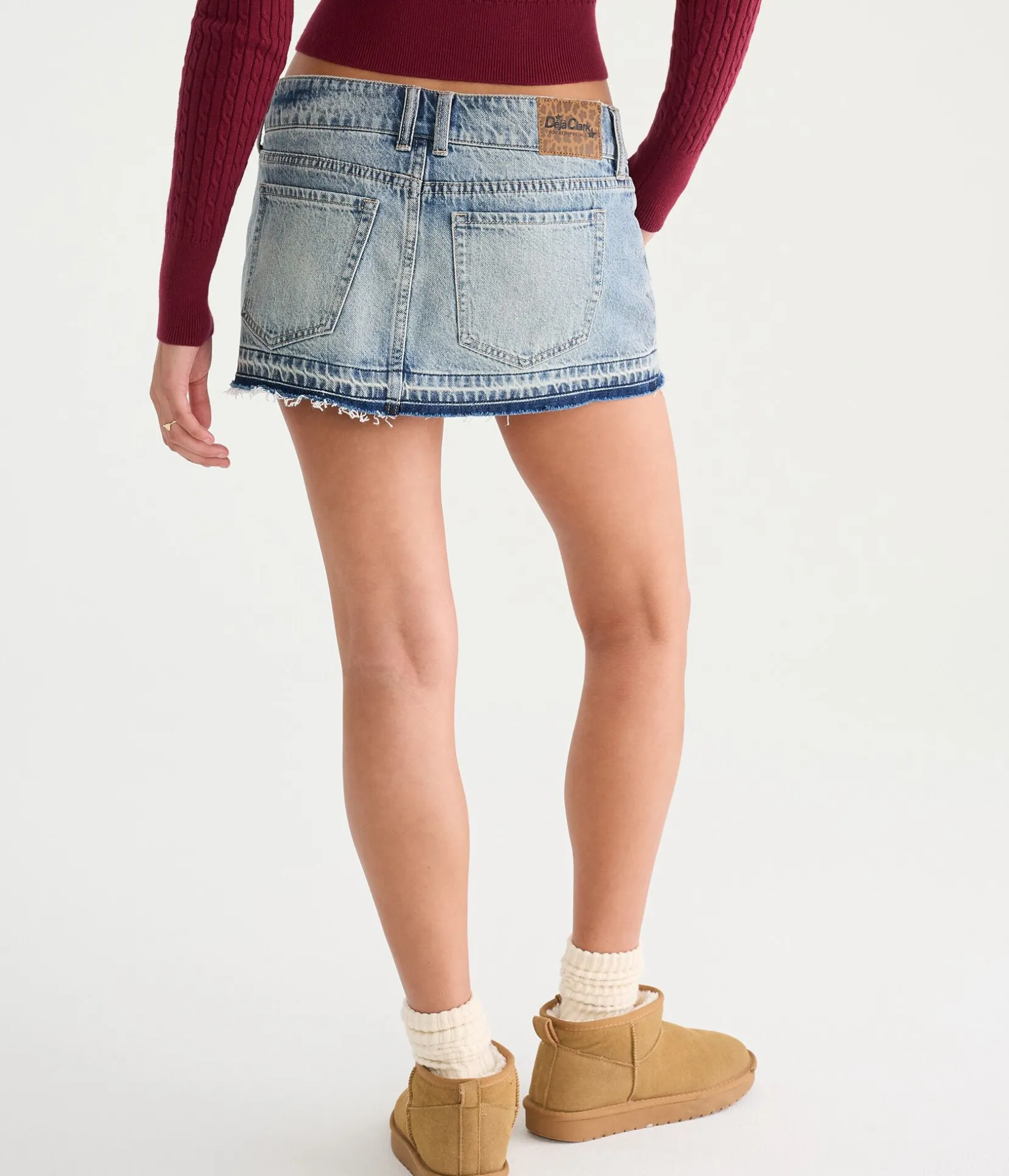 Déjà For Aero Bow Chain Low-Rise Micro Denim Skirt