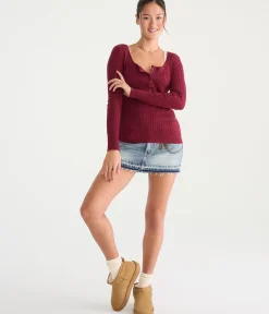 Déjà For Aero Bow Chain Low-Rise Micro Denim Skirt