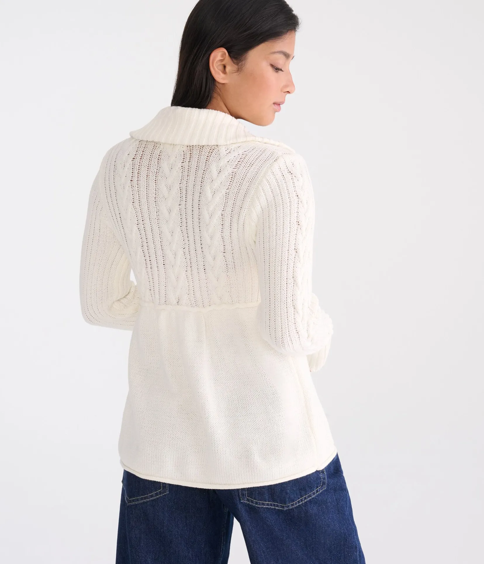 Déjà For Aero Cable Button-Front Mock-Neck Sweater