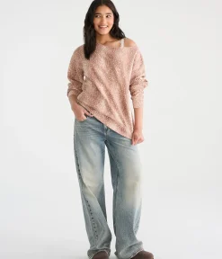 Déjà For Aero Deer Print Oversized Off-The-Shoulder Sweatshirt