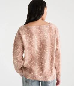 Déjà For Aero Deer Print Oversized Off-The-Shoulder Sweatshirt