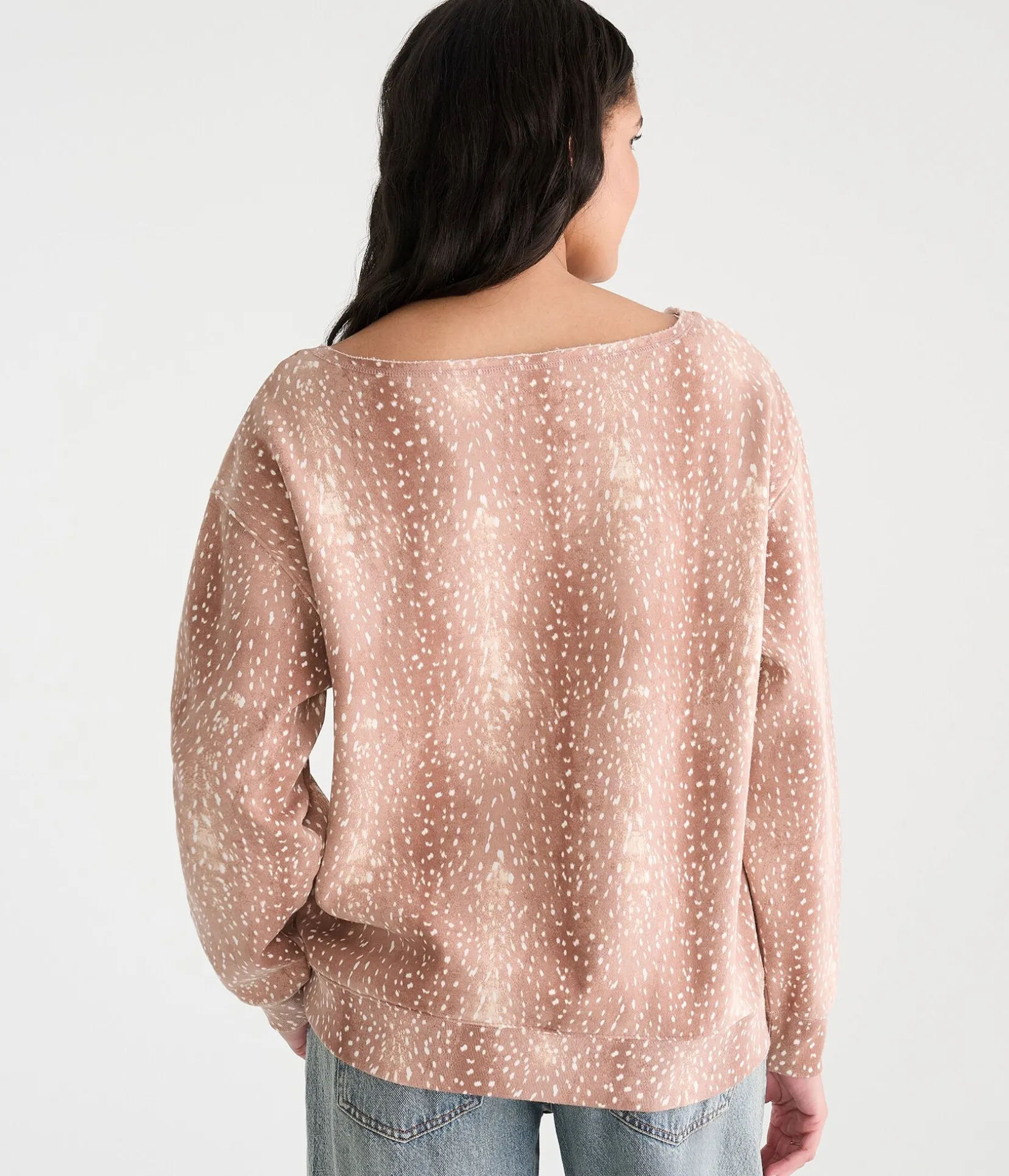 Déjà For Aero Deer Print Oversized Off-The-Shoulder Sweatshirt