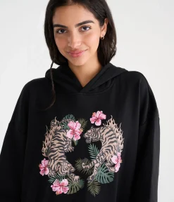 Déjà For Aero Floral Tigers Oversized Pullover Hoodie