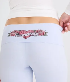 Déjà For Aero Gold Coast Rhinestone Low-Rise Fold-Over Flare Pants