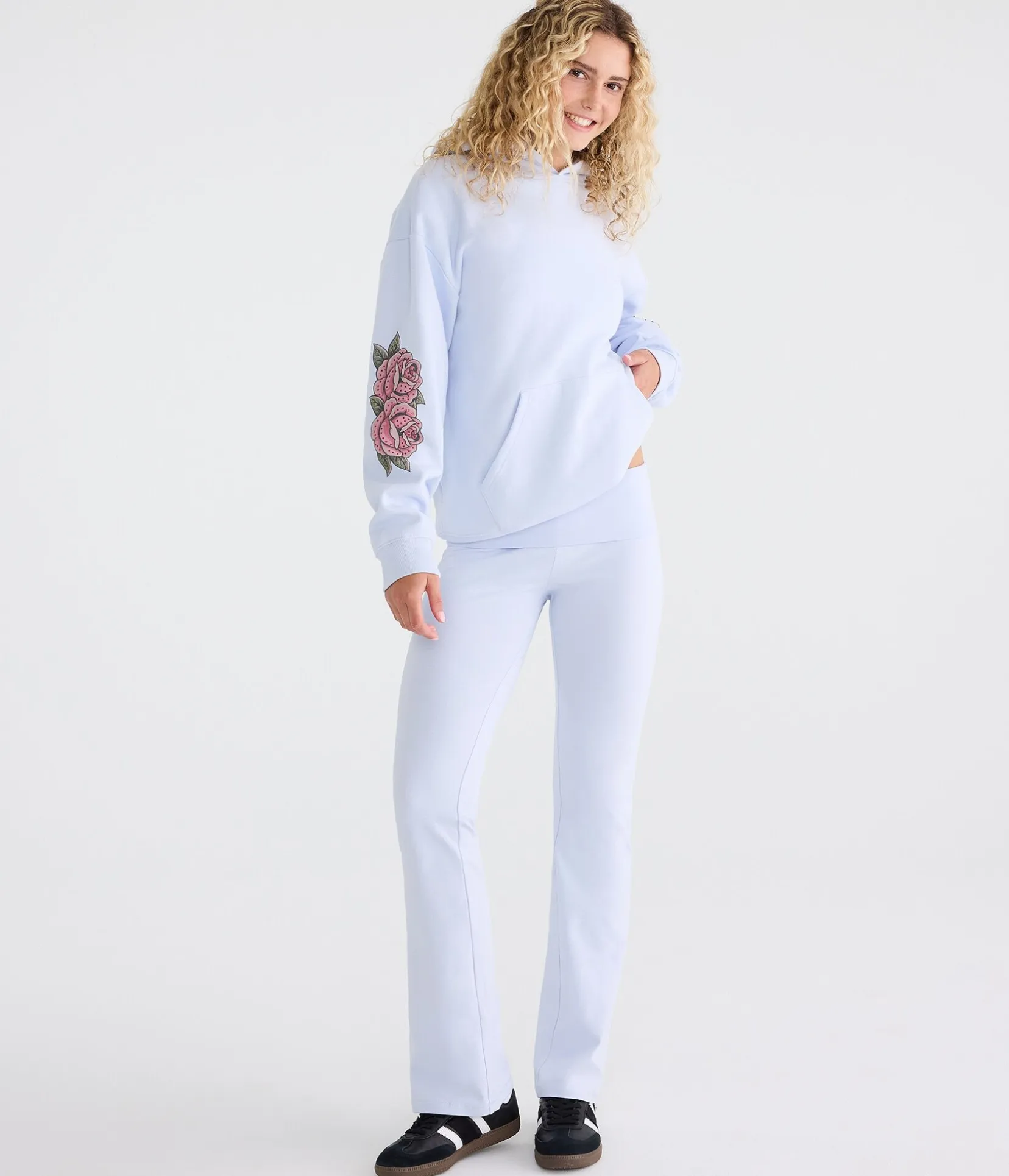 Déjà For Aero Gold Coast Rhinestone Low-Rise Fold-Over Flare Pants