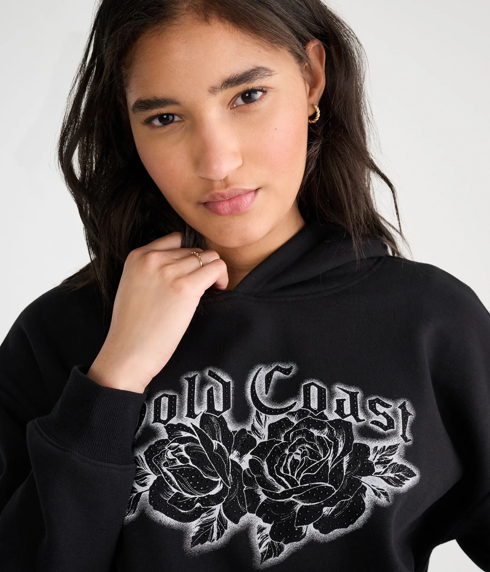 Déjà For Aero Gold Coast Roses Oversized Pullover Hoodie