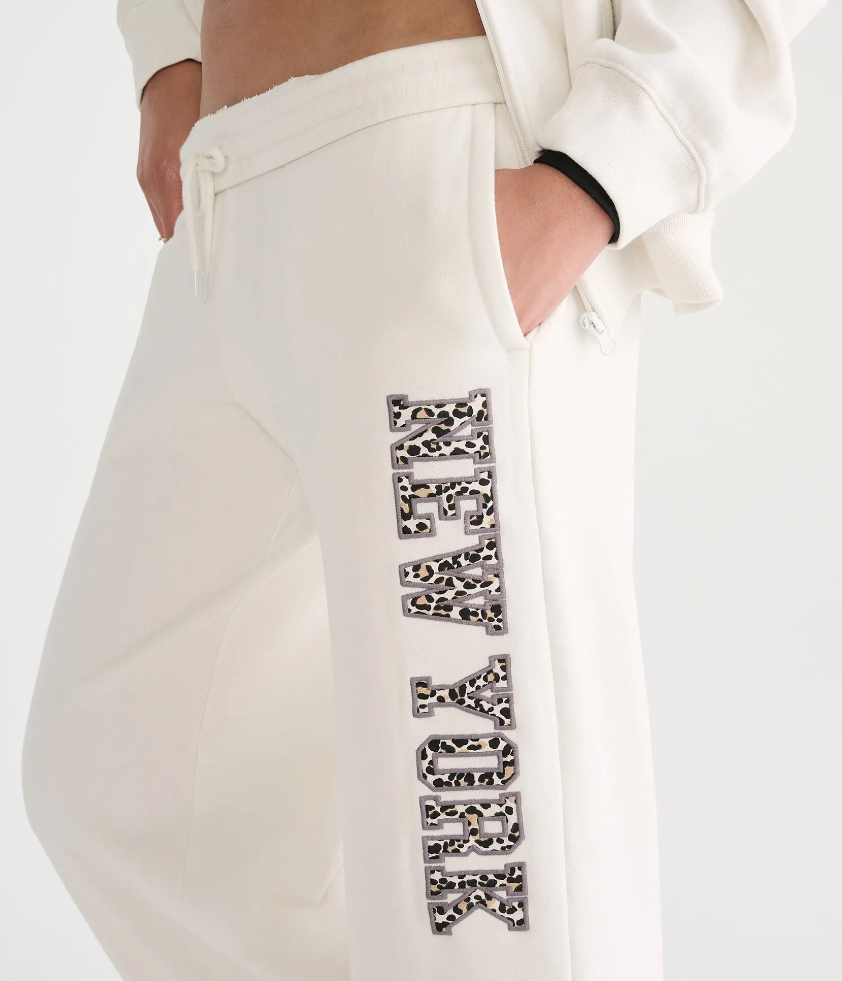 Déjà For Aero Leopard New York Mid-Rise Wide Leg Sweatpants