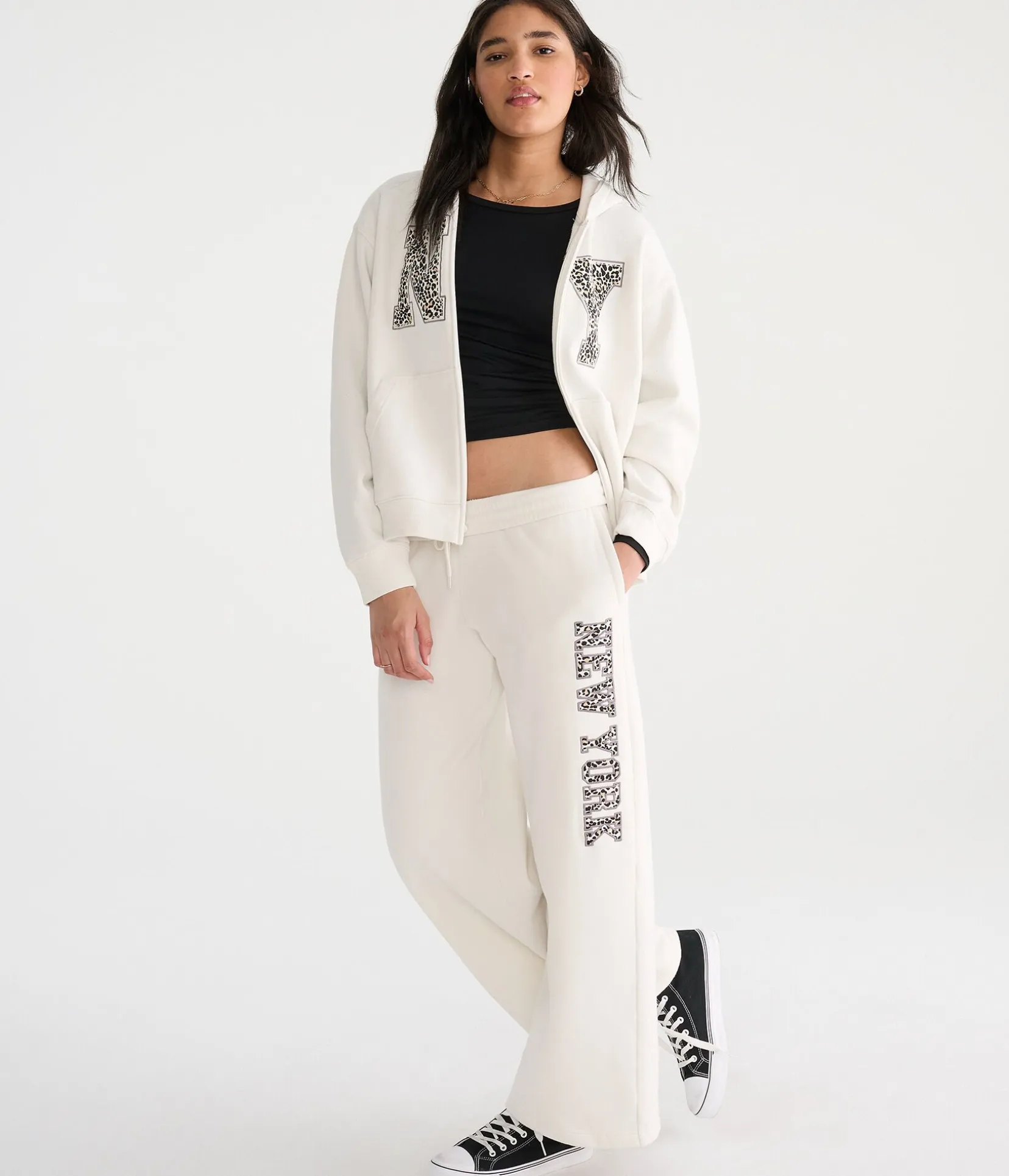 Déjà For Aero Leopard New York Mid-Rise Wide Leg Sweatpants