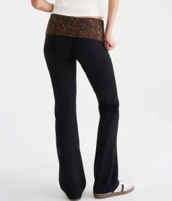 Déjà For Aero Leopard Print Low-Rise Fold-Over Flare Pants