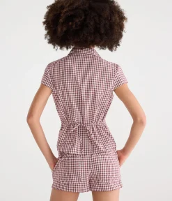 Déjà For Aero Plaid Tie-Back Blouse