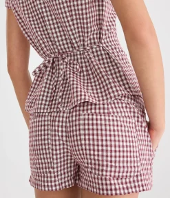 Déjà For Aero Plaid Tie-Back Blouse