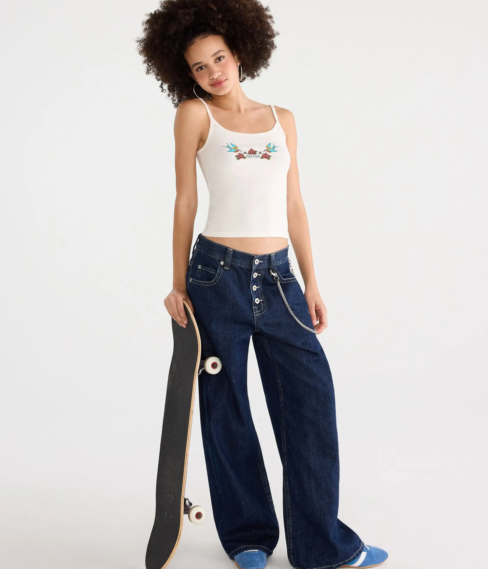 Déjà For Aero Rhinestone Gold Coast Graphic Tank Top