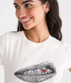 Déjà For Aero Rhinestone Heart Grill Graphic Baby Tee