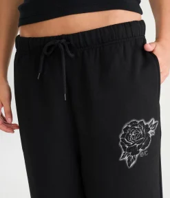 Déjà For Aero Rhinestone Rose Low-Rise Baggy Fleece Shorts