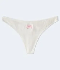 Embroidered Bow Thong