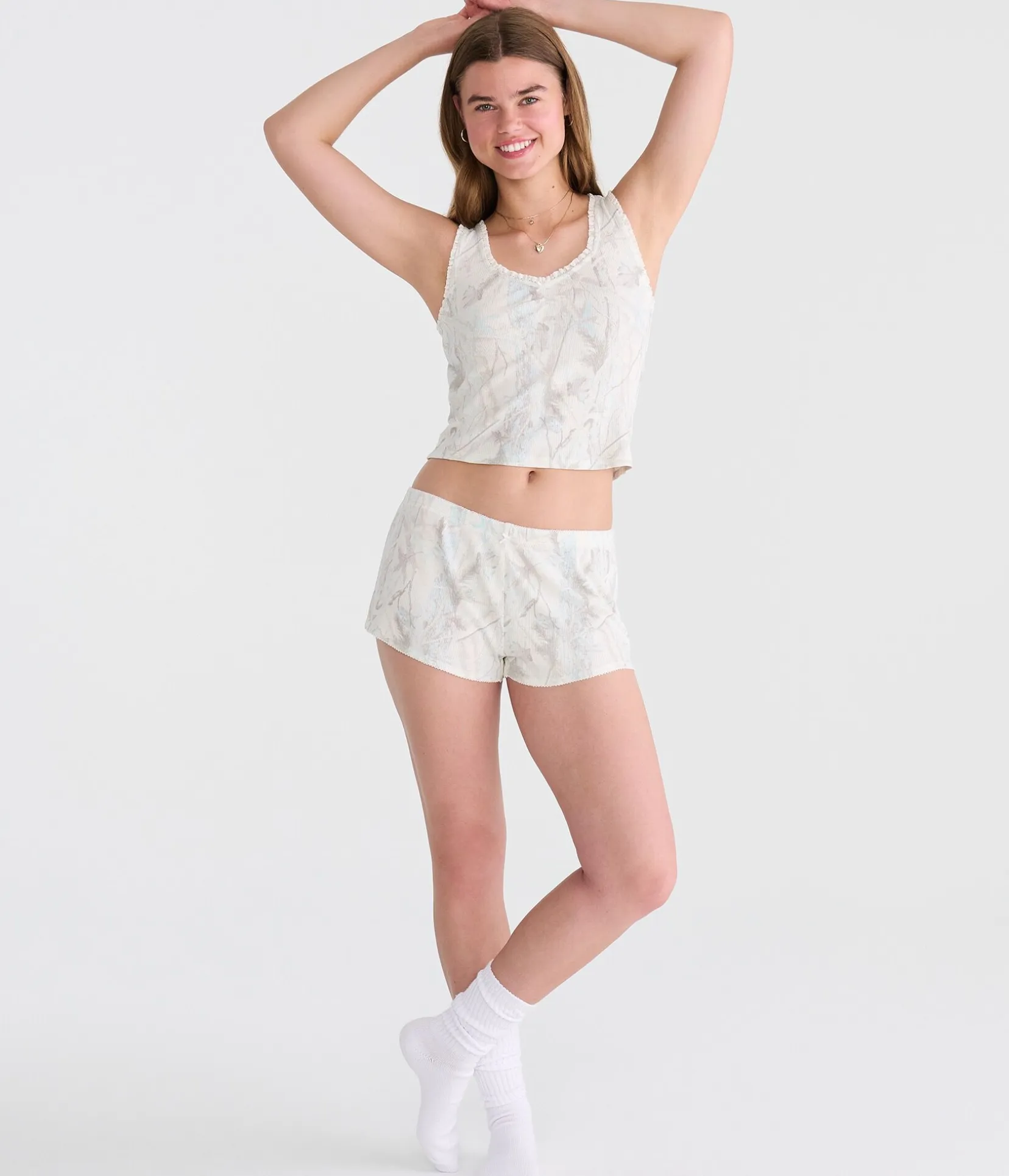 Forest Camo Waffle Sleep Shorts
