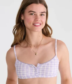 Gingham Bows Waffle Henley Bralette
