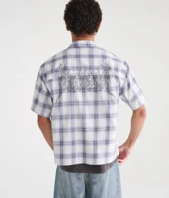 Gold Coast Microplaid Boxy Shirt