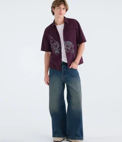 Graphic Microplaid Boxy Shirt