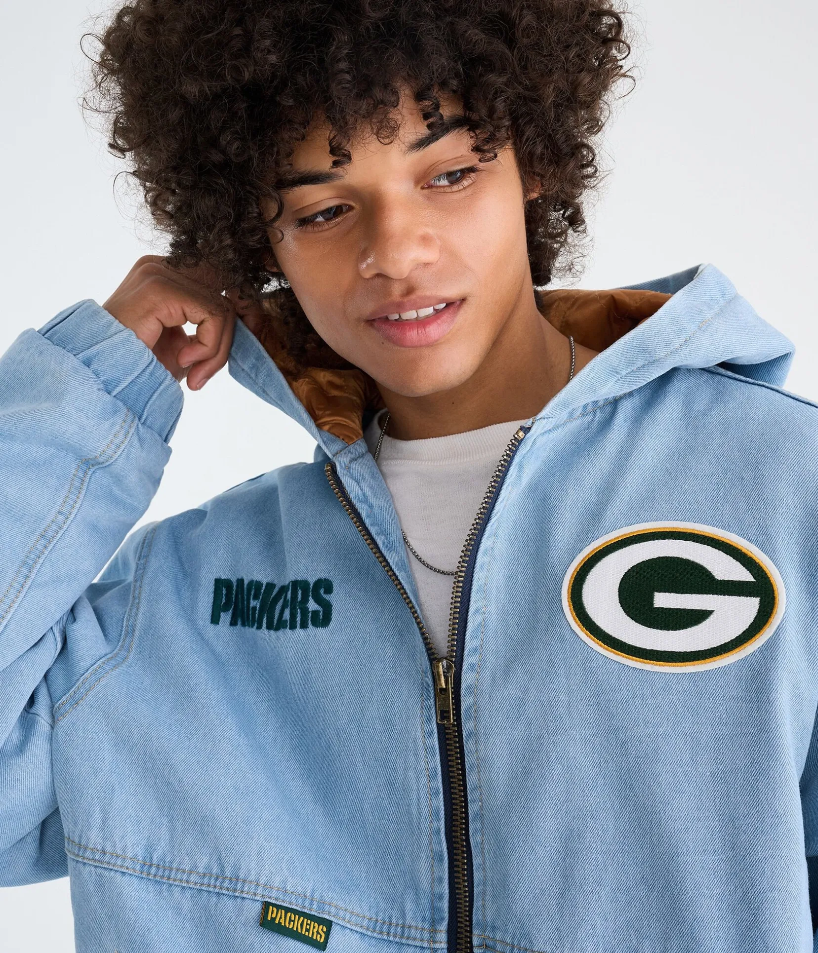 Green Bay Packers Full-Zip Hooded Denim Jacket