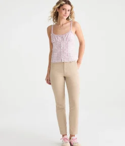 High-Rise Slim Twill Pants