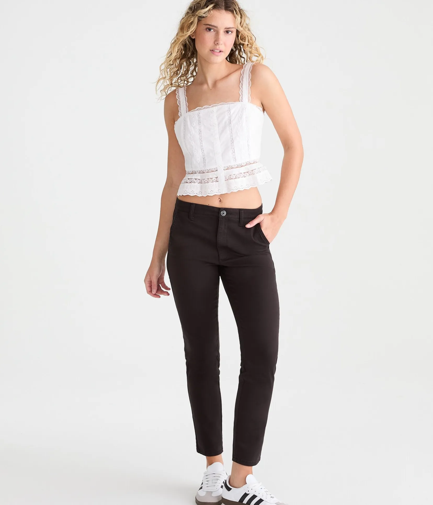 High-Rise Slim Twill Pants