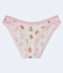 Kittens Lace-Trim Low-Rise Bikini
