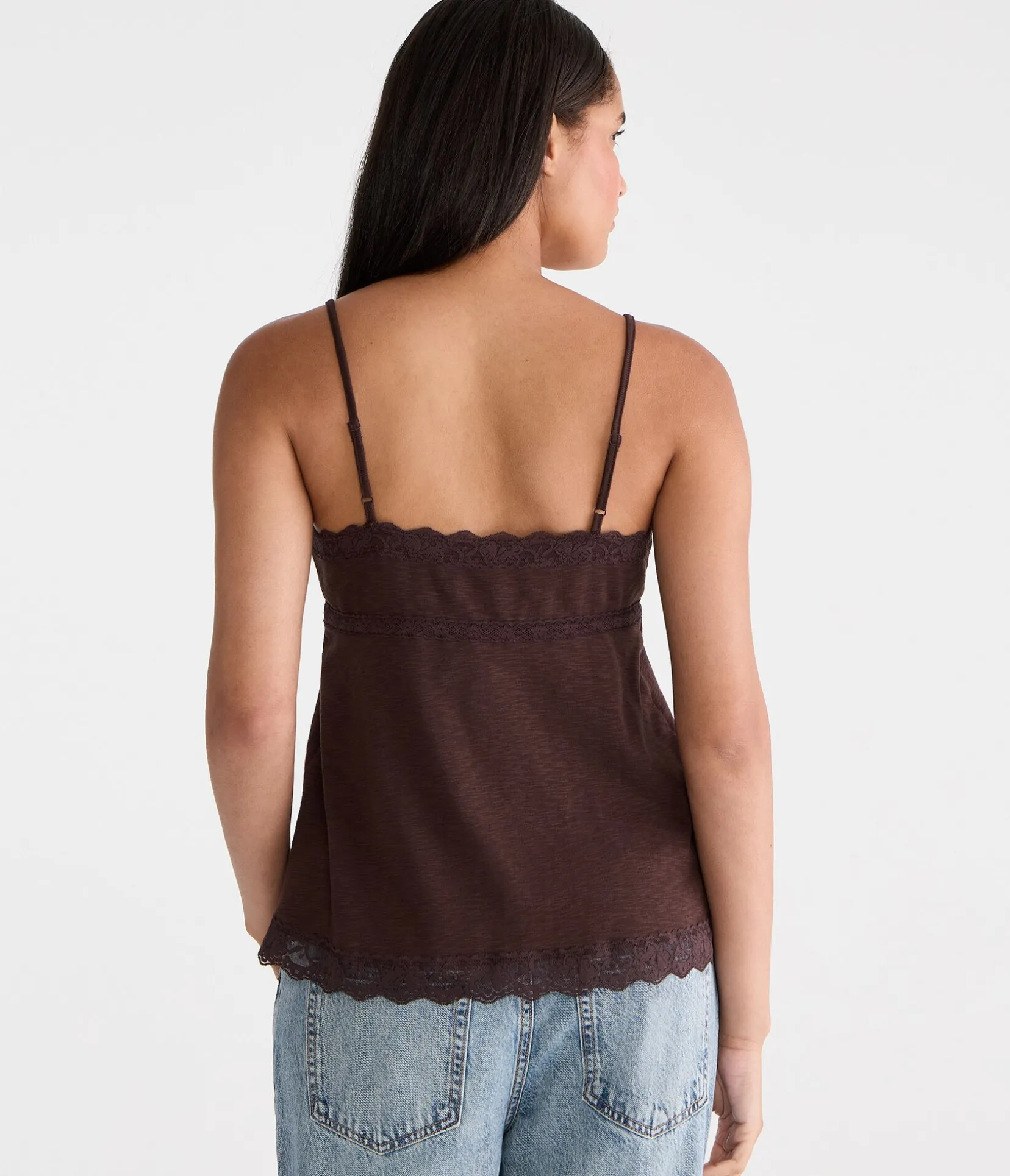Lace-Trim V-Neck Babydoll Cami