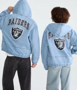 Las Vegas Raiders Full-Zip Hooded Denim Jacket