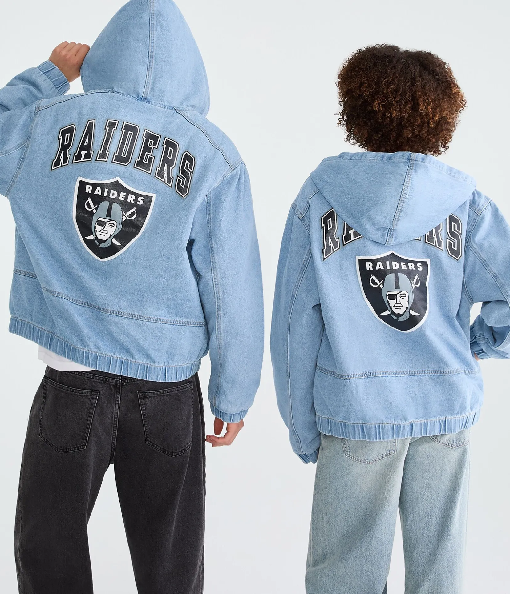 Las Vegas Raiders Full-Zip Hooded Denim Jacket