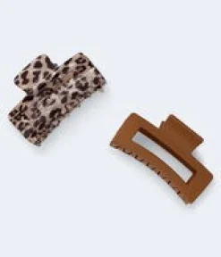 Leopard & Matte Claw Hair Clip 2-Pack