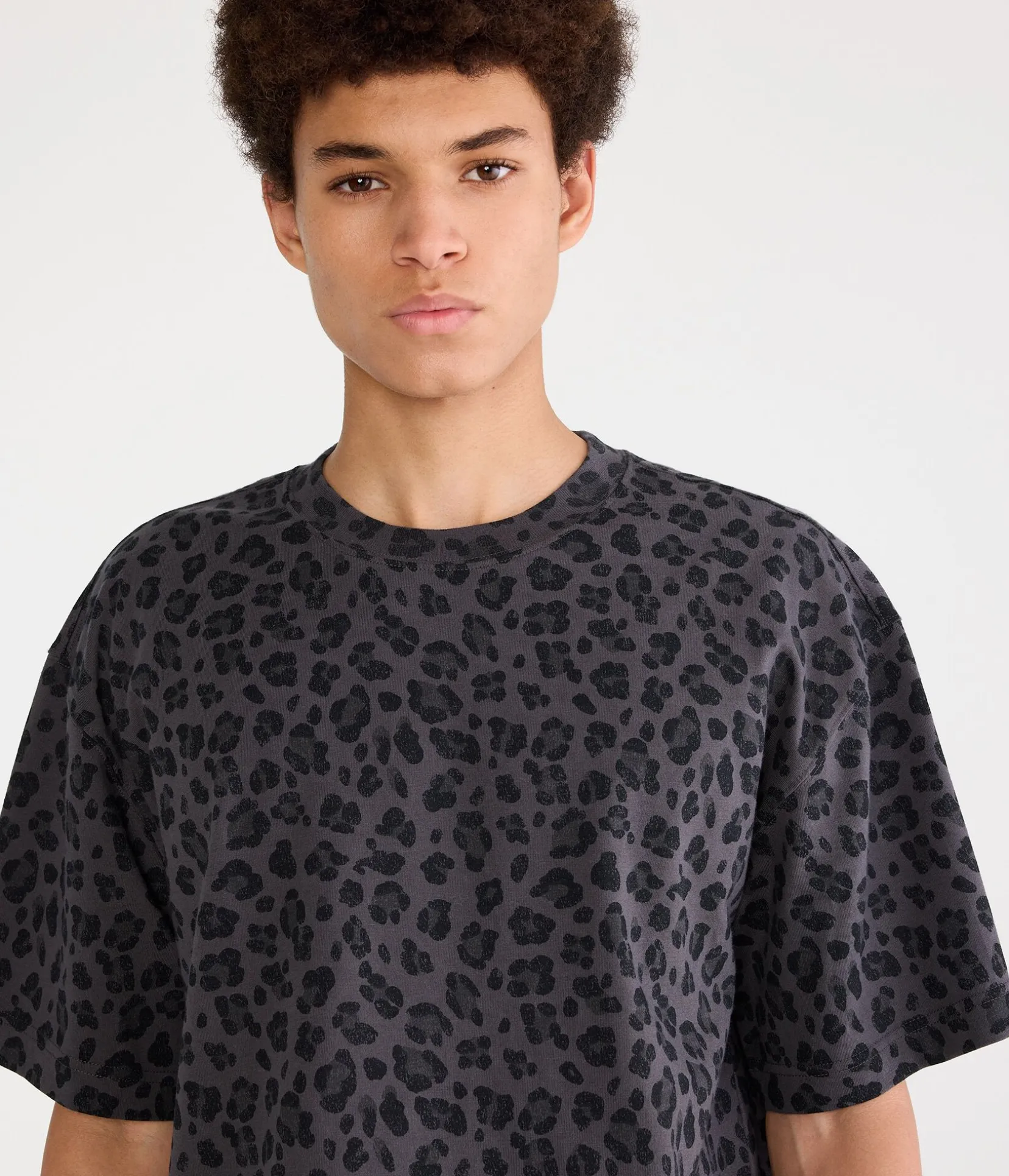 Leopard Print Heavyweight Boxy Crew Tee