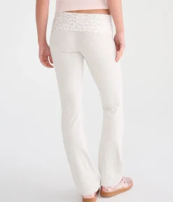 Leopard Print Mid-Rise Fold-Over Bootcut Pants
