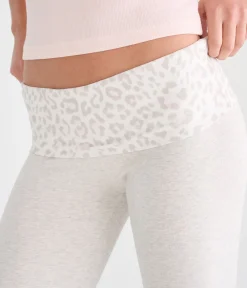 Leopard Print Mid-Rise Fold-Over Bootcut Pants