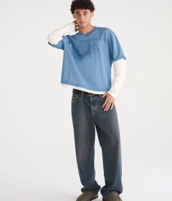 Long Sleeve Aero Logo Boxy Mesh Jersey 2Fer Tee