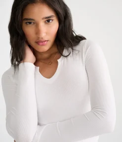 Long Sleeve Buttery Soft Notch-Neck Tee