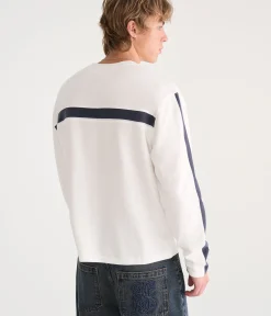 Long Sleeve Flat Stripes Rib-Knit Tee