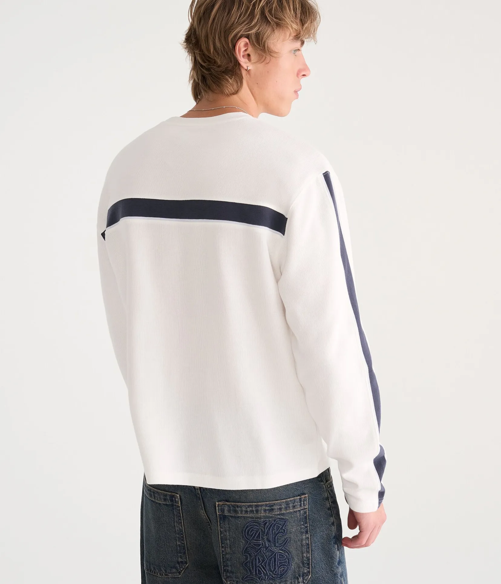 Long Sleeve Flat Stripes Rib-Knit Tee
