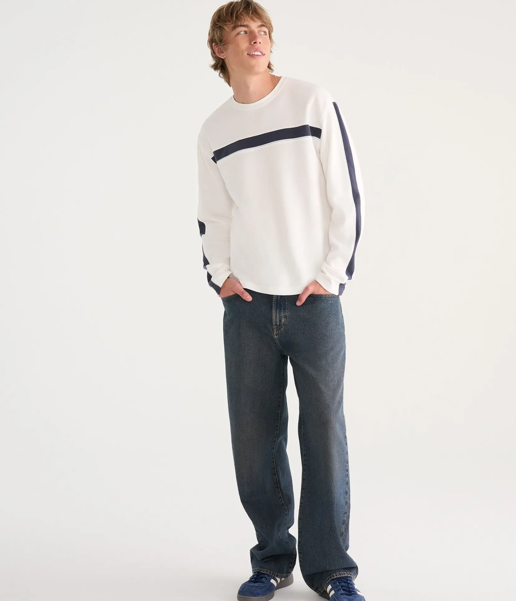 Long Sleeve Flat Stripes Rib-Knit Tee