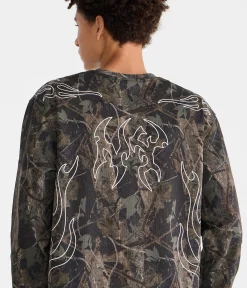 Long Sleeve Forest Camo Tribal Tattoo Boxy Mesh Jersey