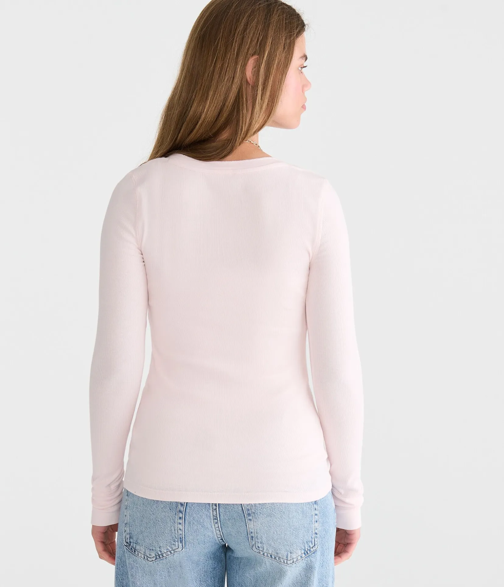 Long Sleeve Rhinestone Logo Henley