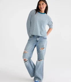 Long Sleeve Striped Oversized Crew Tee