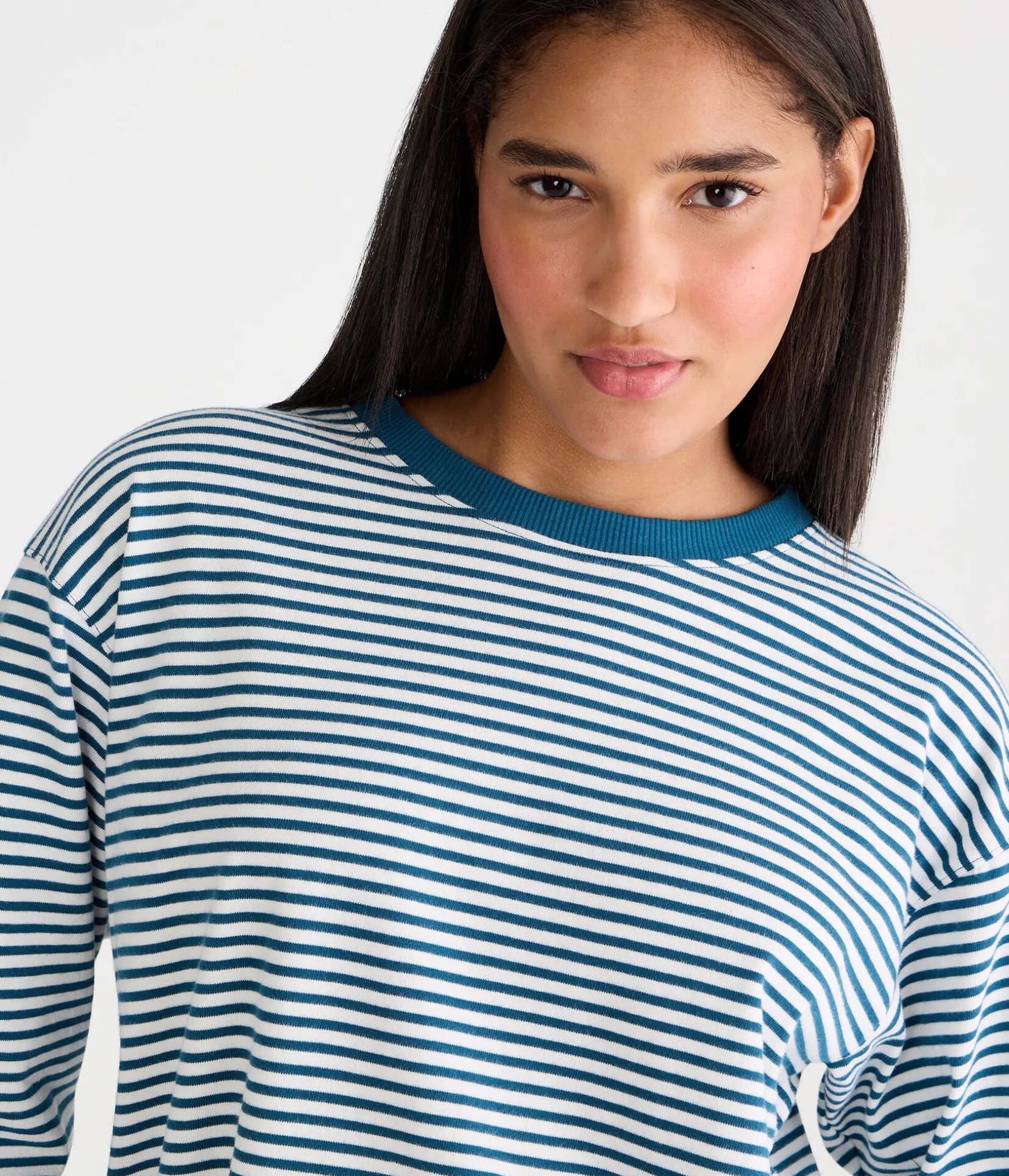 Long Sleeve Striped Oversized Crew Tee