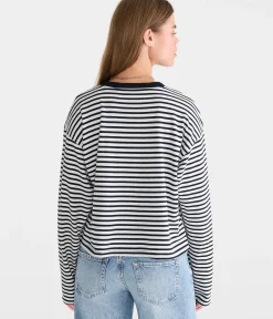 Long Sleeve Striped Oversized Crew Tee