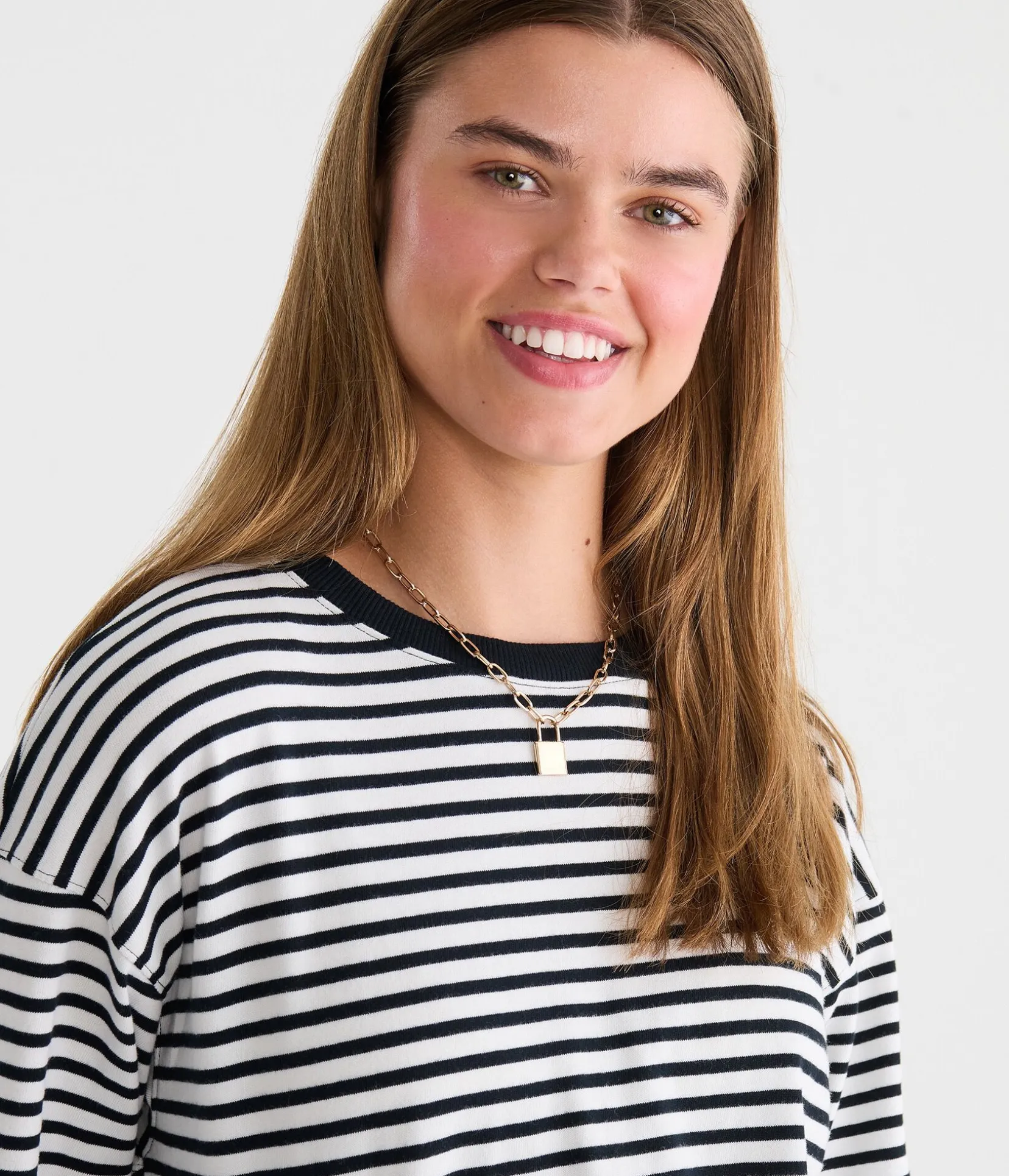 Long Sleeve Striped Oversized Crew Tee