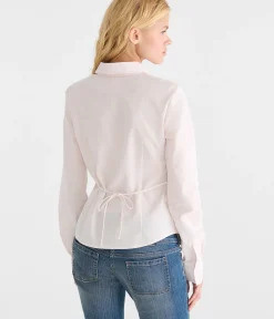 Long Sleeve Striped Tie-Back Fitted Shirt