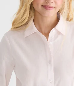 Long Sleeve Striped Tie-Back Fitted Shirt