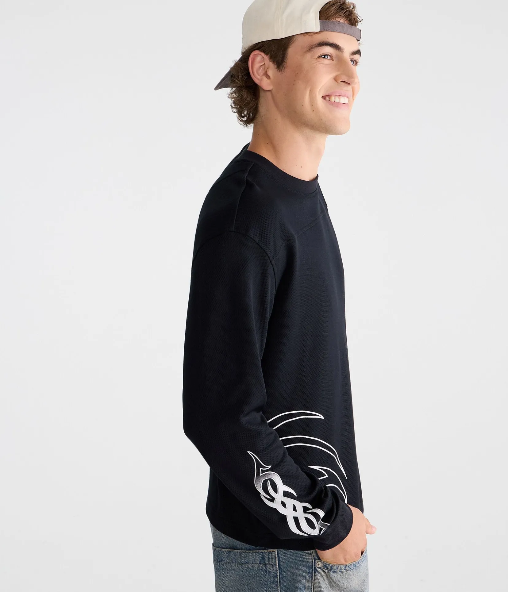 Long Sleeve Tribal Tattoo Boxy Mesh Jersey